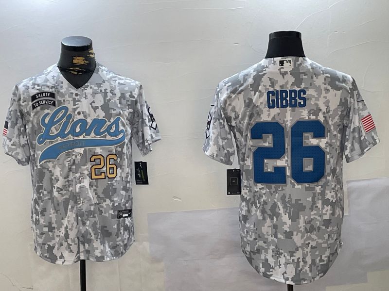 Men Detroit Lions #26 Gibbs Nike Arctic Camo 2024 Salute to Service Limited NFL Jersey style 3->detroit lions->NFL Jersey